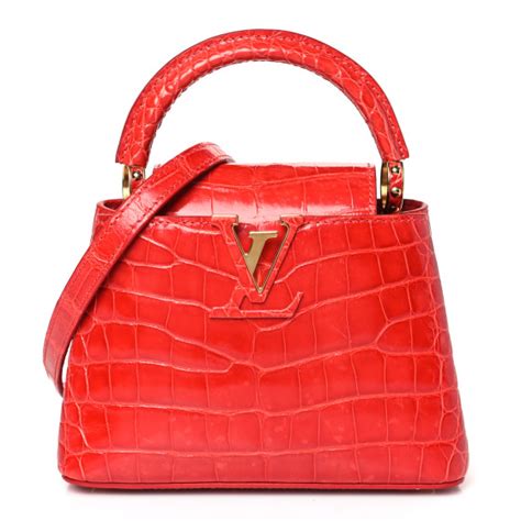 LOUIS VUITTON Crocodile Mini Capucines Rubis.